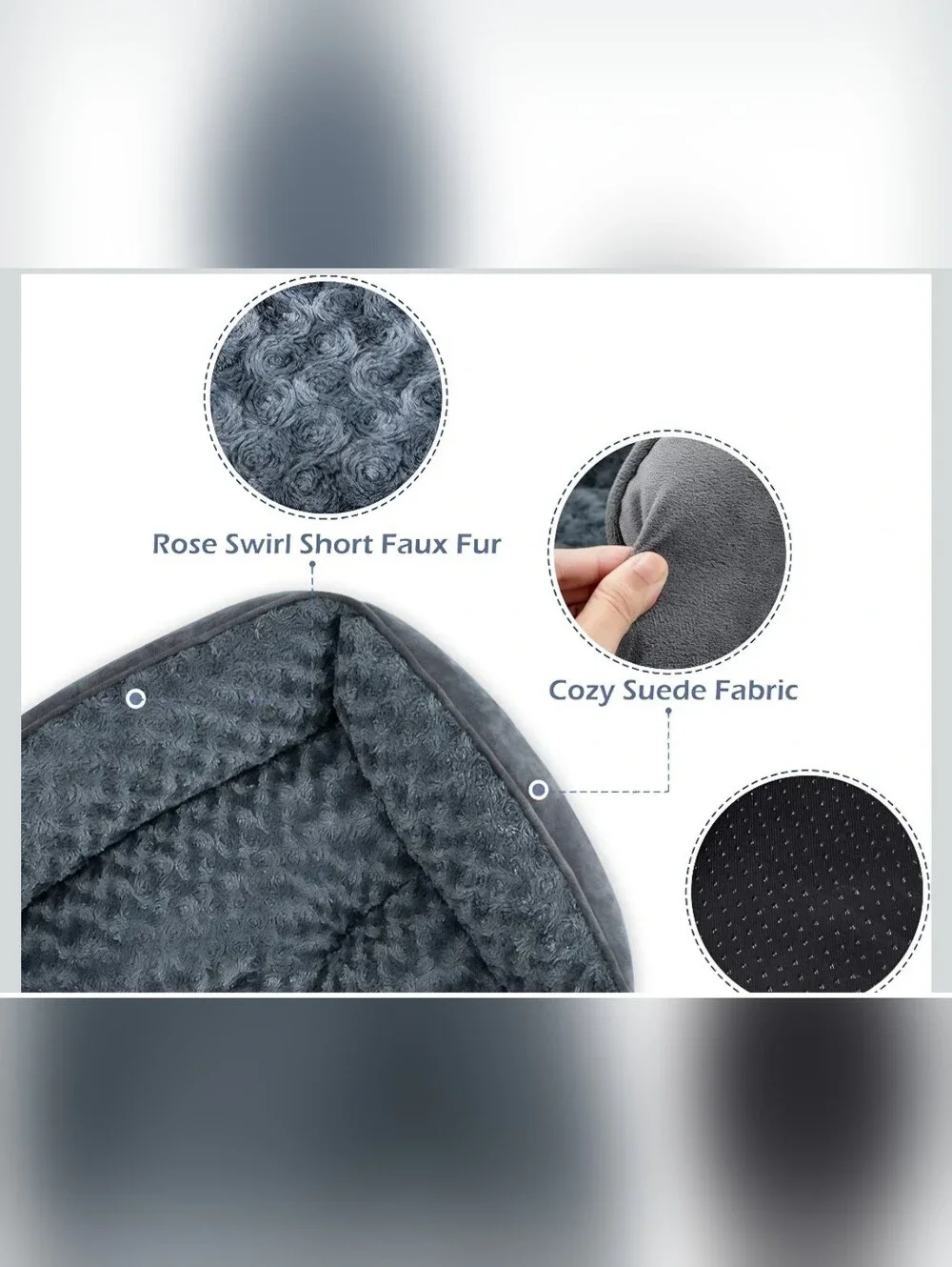 NWT Orthopedic Plush Gray Cozy Dog Bed, Washale with Anti-Slip Bottom 30